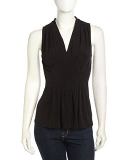 Empire Knit Pleated Top, Black