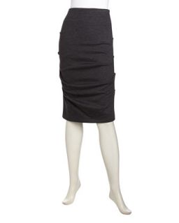 Ruched Ponte Skirt, Dark Charcoal