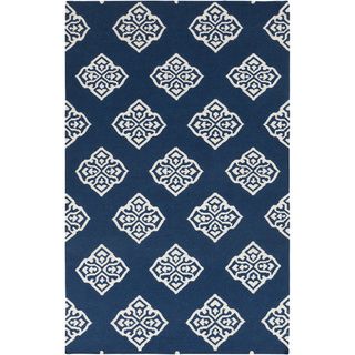 Hand woven Almere Blue Wool Rug (8 X 11)