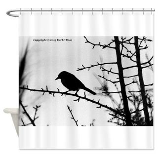  B and W Bird in tree Shower Curtain  Use code FREECART at Checkout