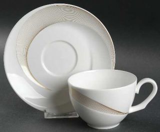 Wedgwood Tranquility Flat Cup & Saucer Set, Fine China Dinnerware   Shape 225, G