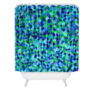Amy Sia Watercolor Diamonds Shower Curtain (Blue/ green/ purpleMaterials 100 percent woven polyesterDimensions 74 inches wide x 71 inches longCare instructions Machine washableThe digital images we display have the most accurate color possible. However