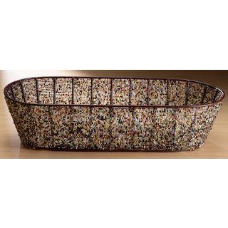 Oval 17 inch Multi color Beads Iron Basket