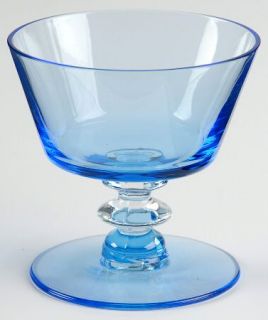 Unknown Crystal Unk6803 Low Sherbet   Light Blue Bowl&Foot,Clear Wafer Stem
