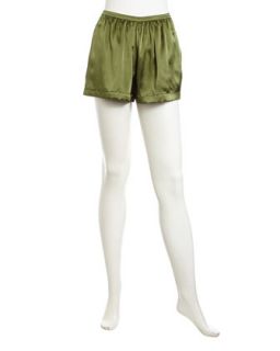 Silk Relaxed Shorts, Green