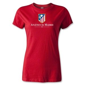 hidden Atletico Madrid Crest Womens T Shirt (Red)