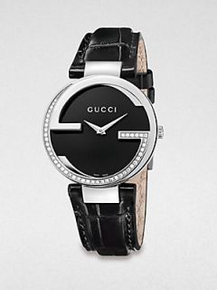 Gucci Diamond & Stainless Steel Watch   Black Silver