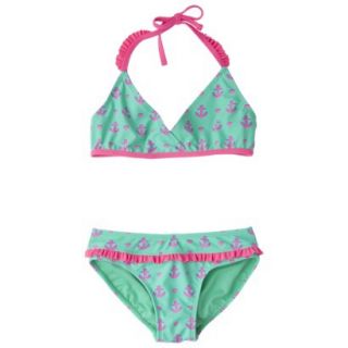 Xhilaration Girls 2 Piece Anchor Halter Bikini Set   Mint XL