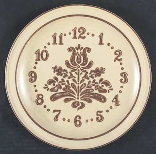 Pfaltzgraff Village (Made In Usa) Clock Plate, Fine China Dinnerware   Brown Des