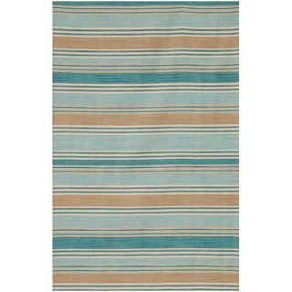 Flat Woven Blue Wool Rug (10 X 14)