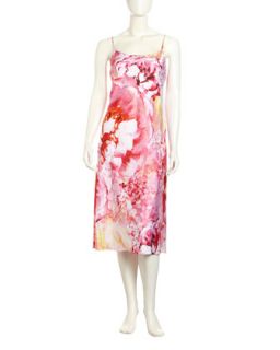 Floral Print Gown, Pink/Multicolor
