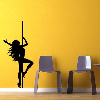 Pole Dancer Vinyl Wall Decal (Glossy blackEasy to applyDimensions 25 inches wide x 35 inches long )