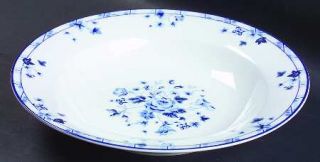 Laura Ashley Sophia (Blue) Rim Soup Bowl, Fine China Dinnerware   Blue Floral Ri
