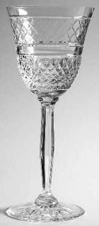 Unknown Crystal Unk7304 Wine Glass   Criss Cross & Band Cuts,Multisided Foot