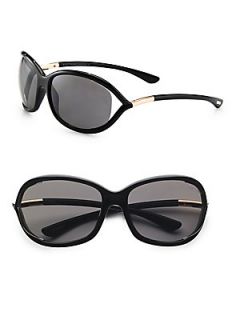 Tom Ford Eyewear Jennifer Polarized Oval Sunglasses   Black