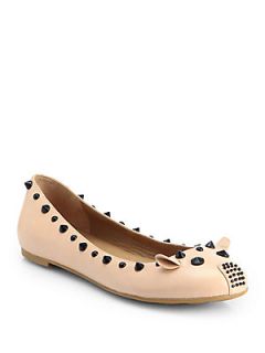 Marc by Marc Jacobs Mouse Studded Leather Ballet Flats   Putty