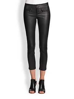 Theyskens Theory Netch Cropped Leather Skinny Pants   Black