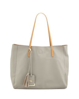 Faux Leather Contrast Shopper Bag, Gray