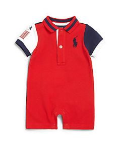 Ralph Lauren Infants Colorblocked Mesh Shortall   Navy White