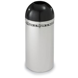 Witt Dome Top Recycling Container   Chrome/Black Top   Chrome/Black Top