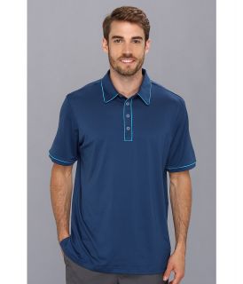 adidas Golf Puremotion Piped Polo 14 Mens Short Sleeve Pullover (Blue)