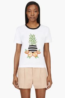 Mother Of Pearl White Embellished Fruit T_shirt