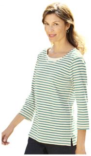 Three quarter sleeved Casual Striped Tee