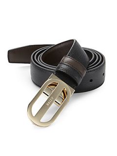 Bally Round Buckle Leather Belt   Black