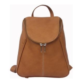 Womens Piel Leather UZip Flap Backpack 2466 Saddle Leather