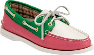 Womens Sperry Top Sider A/O 2 Eye   Pink/Green/White Leather Casual Shoes