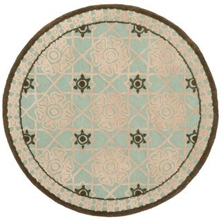 Safavieh Hand hooked Newport Teal/ Ivory Cotton Rug (6 X 6 Round)