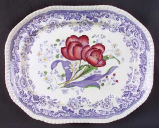 Spode Mayflower 15 Oval Serving Platter, Fine China Dinnerware   Floral Center,
