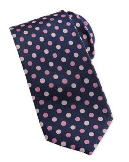 Dotted Silk Tie, Navy/Pink