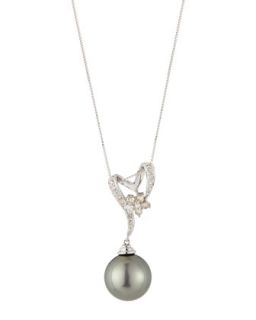 Flower Bale Tahitian Pearl Pendant Necklace