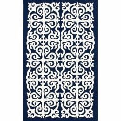 Nuloom Handmade Marrakesh Fez Navy Wool Rug (76 X 96) (NavyPattern AbstractTip We recommend the use of a non skid pad to keep the rug in place on smooth surfaces.All rug sizes are approximate. Due to the difference of monitor colors, some rug colors may