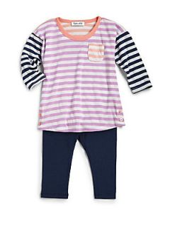 Splendid Toddlers & Little Girls Mix Stripe Tunic & Leggings Set   Pink