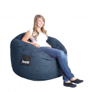 Navy Blue 4 foot Microfiber And Foam Bean Bag (Navy BlueMaterials Durafoam foam blend, microfiber outer cover, cotton/poly inner linerStyle RoundWeight 45 poundsDimensions 48 inches x 48 inches x 30 inches Fill Durafoam blendClosure ZipperRemovable/
