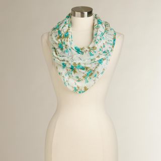 Green and White Floral Infinity Scarf   World Market