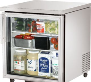 True 27 Undercounter Refrigerator   1 Glass Door, Aluminum/Stainless