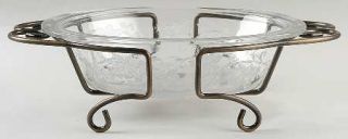 Princess House Crystal Fantasia 11 Oval Baker W/Metal Stand   Clear,Pressed Din