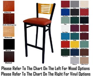 AAF Upholstered Barstool w/ Slot Cutout, Padded Seat, Steel