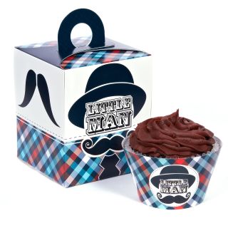 Little Man Mustache Cupcake Wrapper Combo Kit