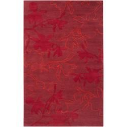 Jef Designs Hand tufted Red Torrent Floral Wool Rug (36 X 56)