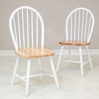 Boraam Farmhouse Dining Chairs   Set of 2 White/ Natural   31316