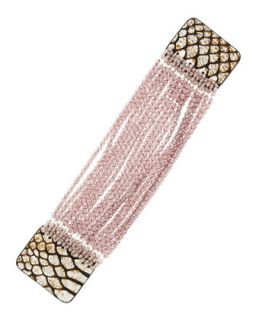 Beaded Snake Print Magnetic Bracelet, Amethyst Crystal