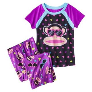 Paul Frank for Target Girls 2 Piece Short Sleeve Sleepwear Set   Purple XS