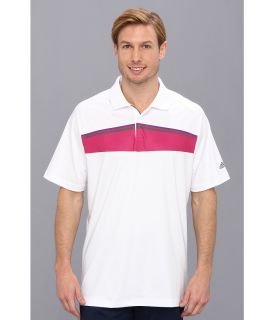 adidas Golf Puremotion Tour CLIMACHILL Geo Print Tour Polo 14 Mens Short Sleeve Pullover (White)