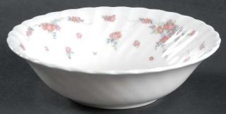 Wedgwood Picardy Coupe Cereal Bowl, Fine China Dinnerware   Bone,Pink Flowers,Gr