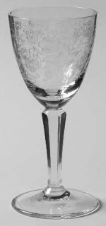 Unknown Crystal Unk1740 Cordial Glass   Floral Etched Design, Multisided Stem