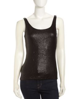 Dorothy Sequined Tank Top, Black